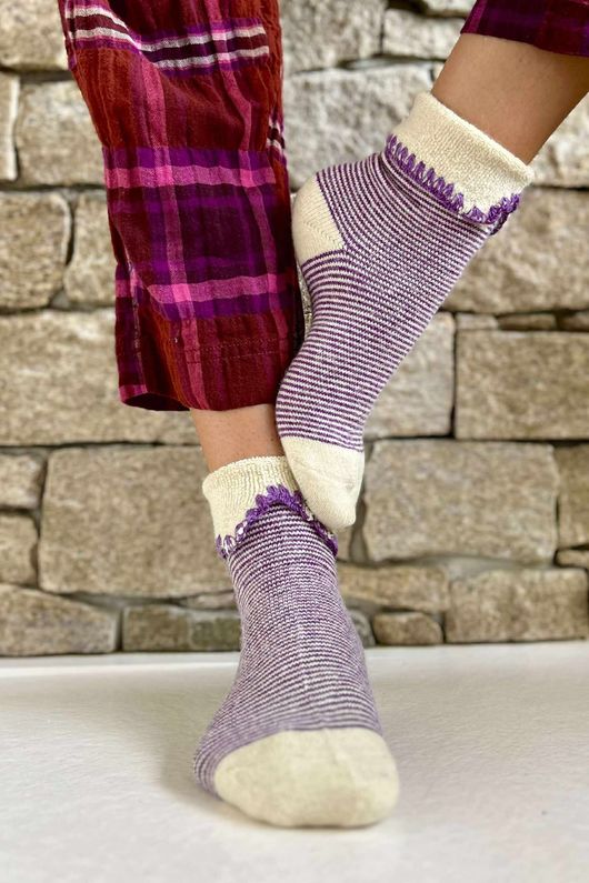 Laundry B Terry & Wool Luxury Socks Pinstripe Amethyst =
